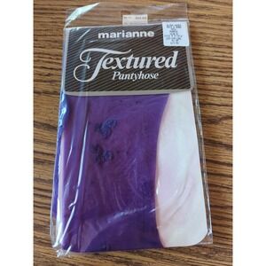 New Vintage Marianne Textured Pantyhose Size B Ultra Sheer Dots & Bows Purple